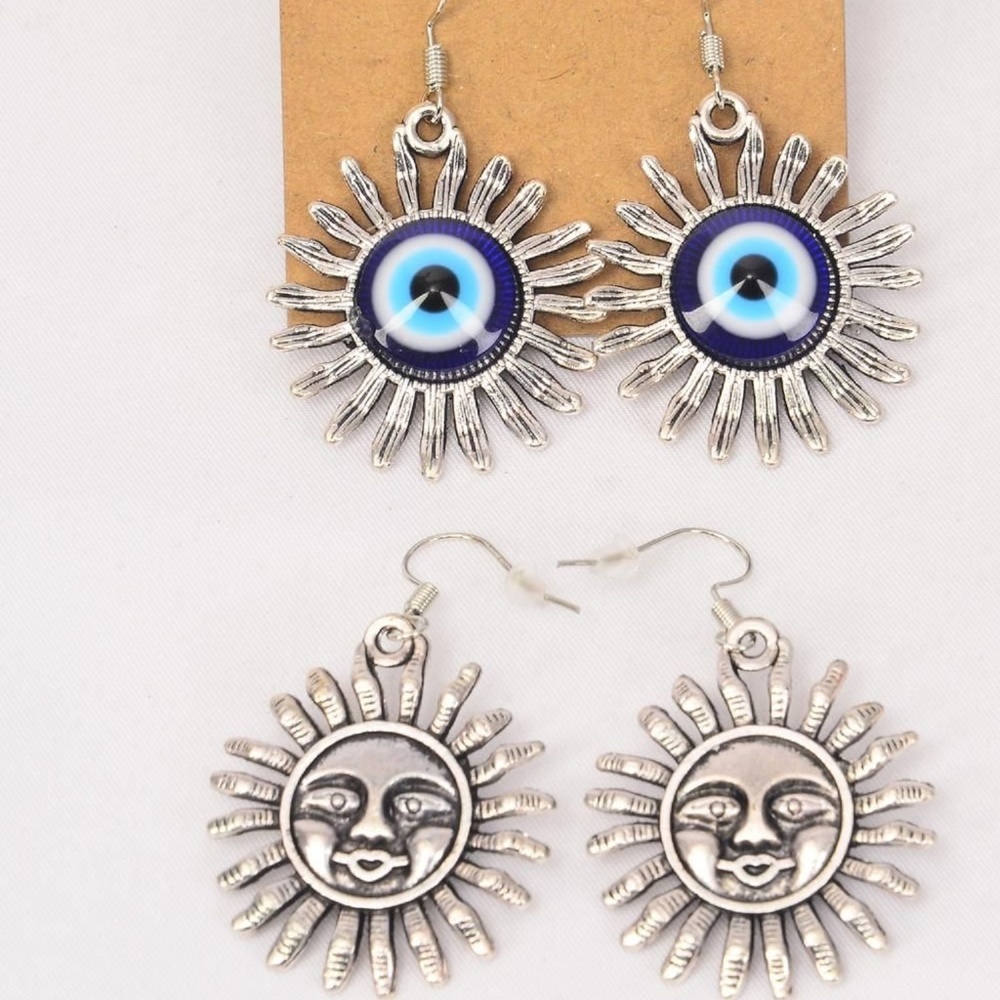 2 sided earrings Evil eye / Sun
